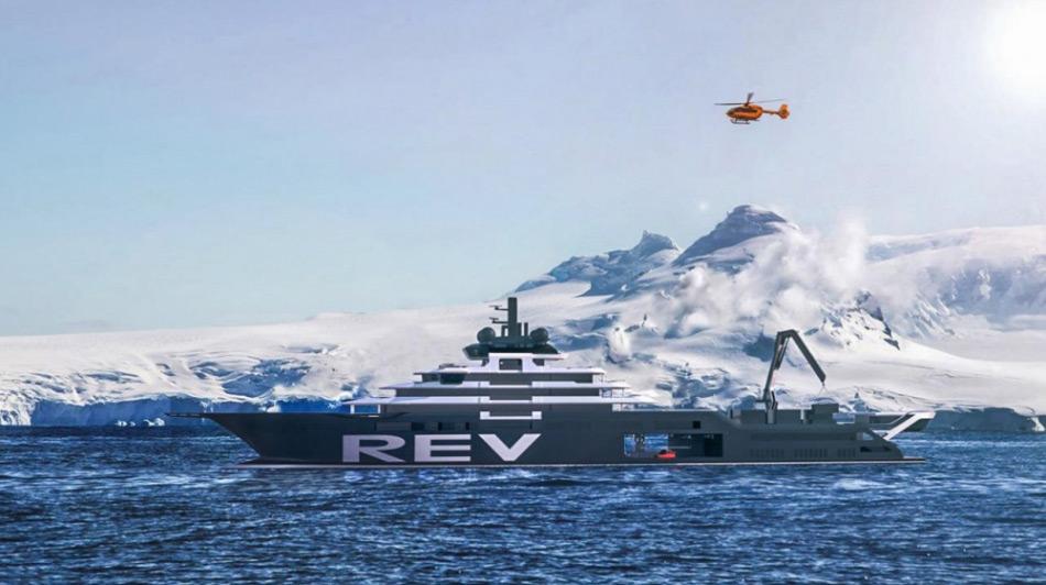Das neu geplante Schiff REV soll die hÃ¶chst mÃ¶gliche Eisklasse aufweisen und nach den neuesten Vorgaben des IMO Polar Code konstruiert werden. Dadurch soll es in mitteldickem einjÃ¤hrigem Eis operieren kÃ¶nnen. Bild: www.rosellinisfour-10.no
